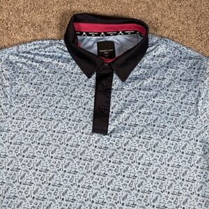 Kenneth Cole Mens Polo Golf Shirt M Performance Short Sleeve Classic Light Blue